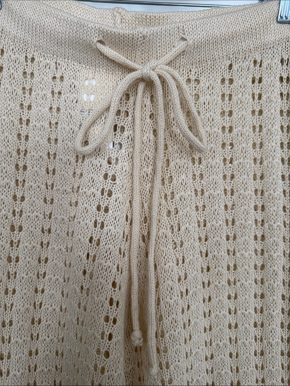 Beige Crochet Wide-Leg Knit Pants - Picture 2 of 2